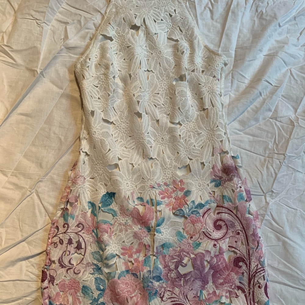 White and floral dress